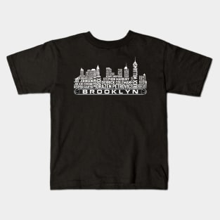 Brooklyn Basketball Team All Time Legends, Brooklyn City Skyline Kids T-Shirt